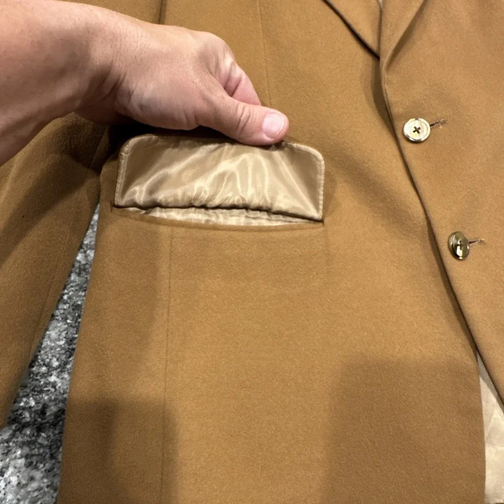 Vintage Burberrys 100% Cashmere‎ Camel Brown Sport Coat Blazer Jacket Men's 42R